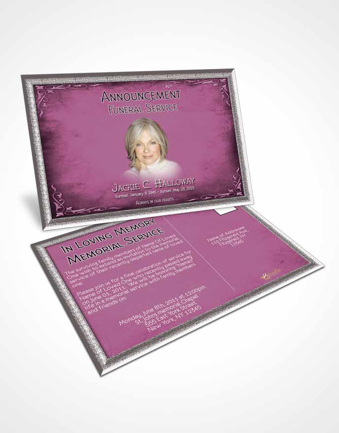 Funeral Prayer Card Template Heavens Touch Soft Pink Escape