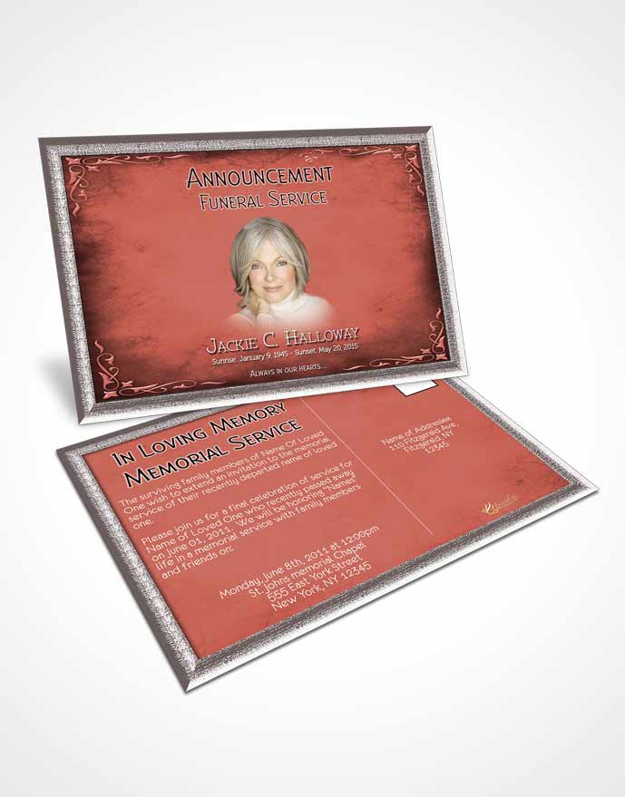 Funeral Prayer Card Template Heavens Touch Soft Ruby