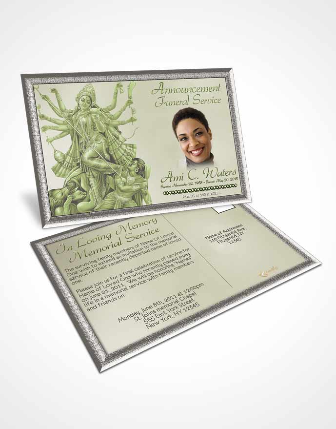 Funeral Announcement Card Template Hindu Breeze Emerald Love