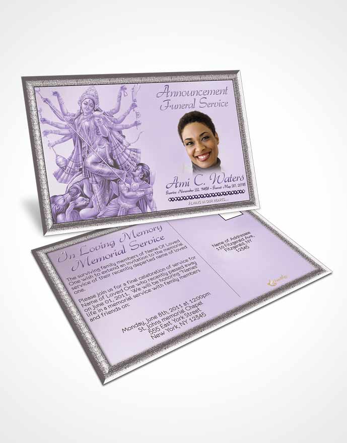 Funeral Announcement Card Template Hindu Breeze Lavender Honor