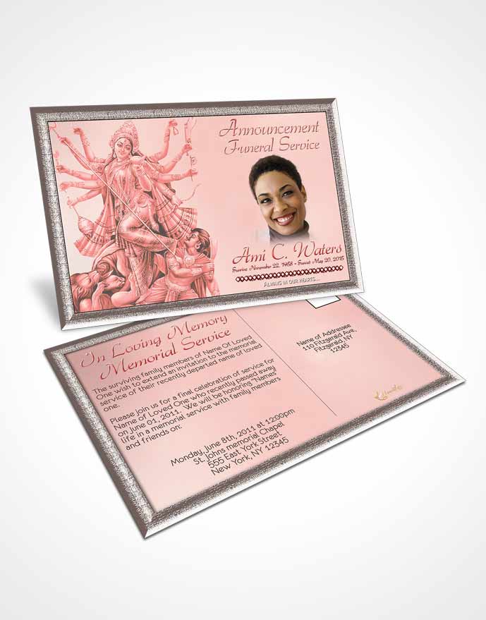 Funeral Announcement Card Template Hindu Breeze Ruby Sunrise