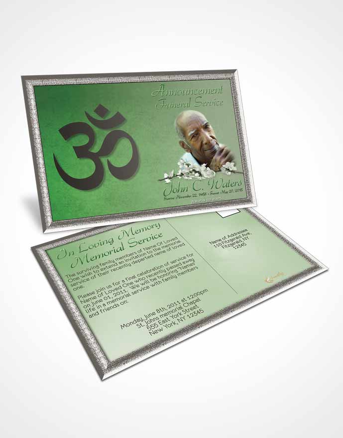 Funeral Announcement Card Template Hindu Love Emerald Glow