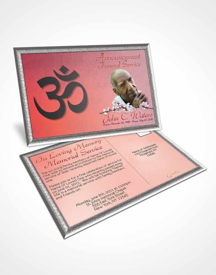 Funeral Announcement Card Template Hindu Love Evening Peace