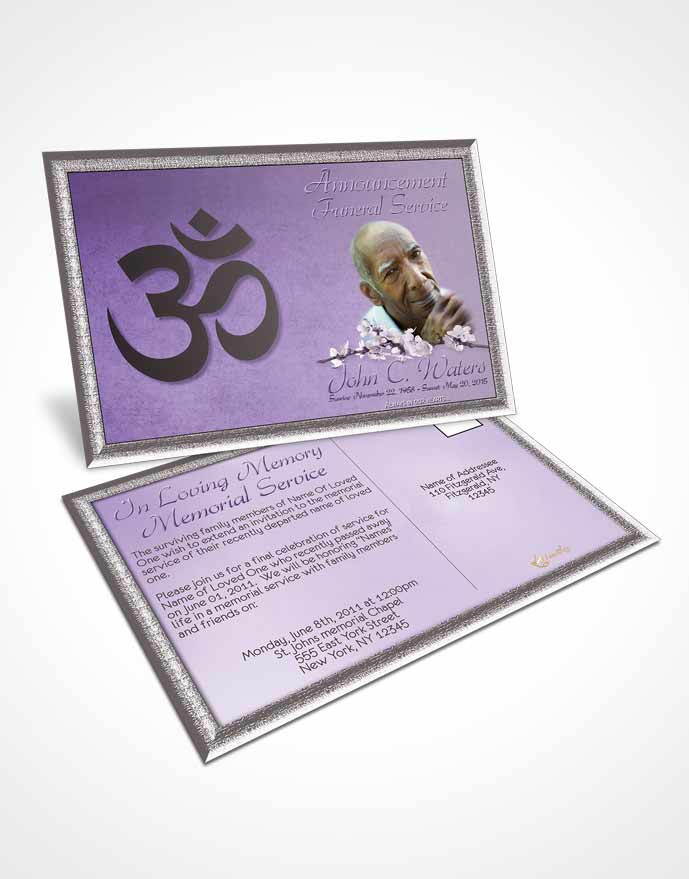 Funeral Announcement Card Template Hindu Love Lavender Honor