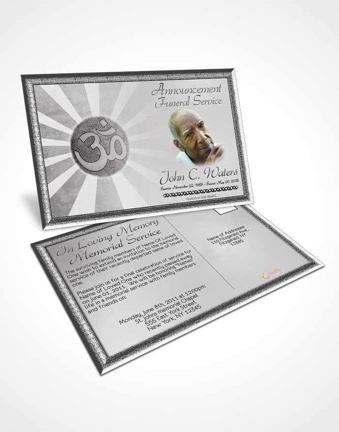 Funeral Announcement Card Template Hinduism Faith Black and White