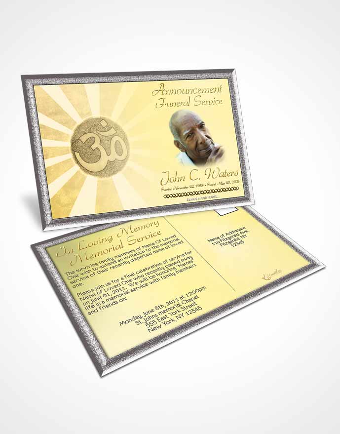 Funeral Announcement Card Template Hinduism Faith Golden Love