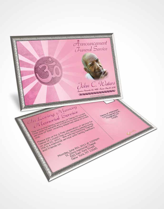Funeral Announcement Card Template Hinduism Faith Pink Lust