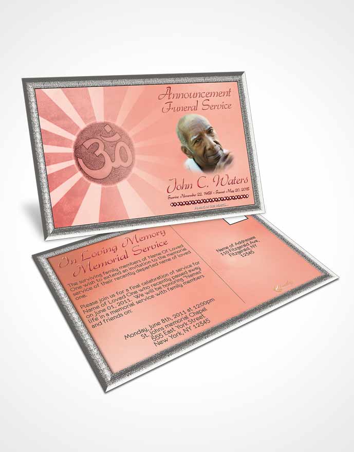 Funeral Announcement Card Template Hinduism Faith Ruby Sunset