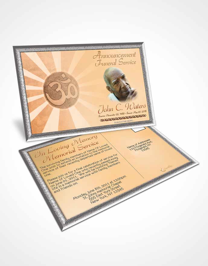 Funeral Announcement Card Template Hinduism Faith Soft Sunset