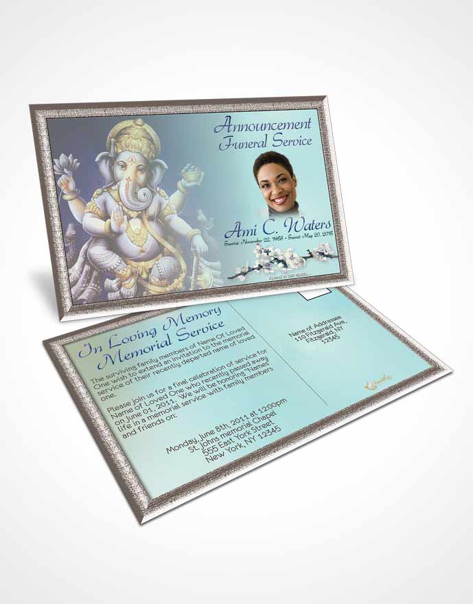 Funeral Announcement Card Template Hinduism Glory Evening Peace