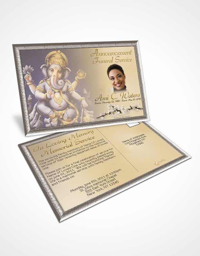 Funeral Announcement Card Template Hinduism Glory Golden Heritage