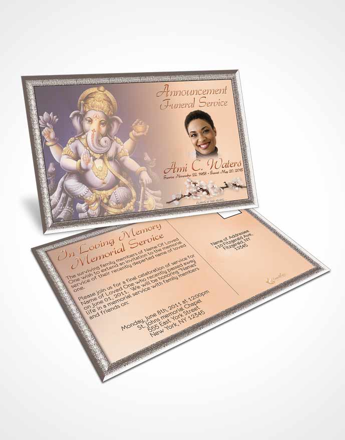 Funeral Announcement Card Template Hinduism Glory Golden Love