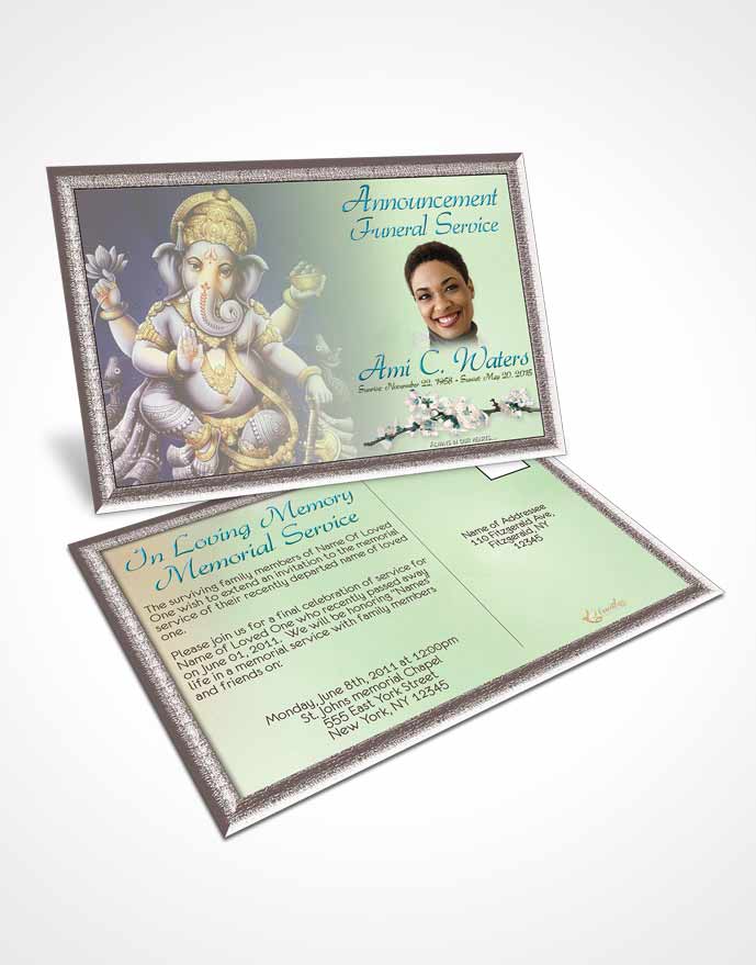 Funeral Announcement Card Template Hinduism Glory Morning Calm