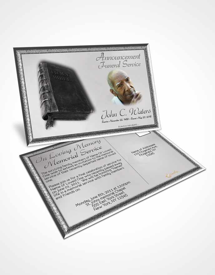 Funeral Announcement Card Template Holy Bible Black and White