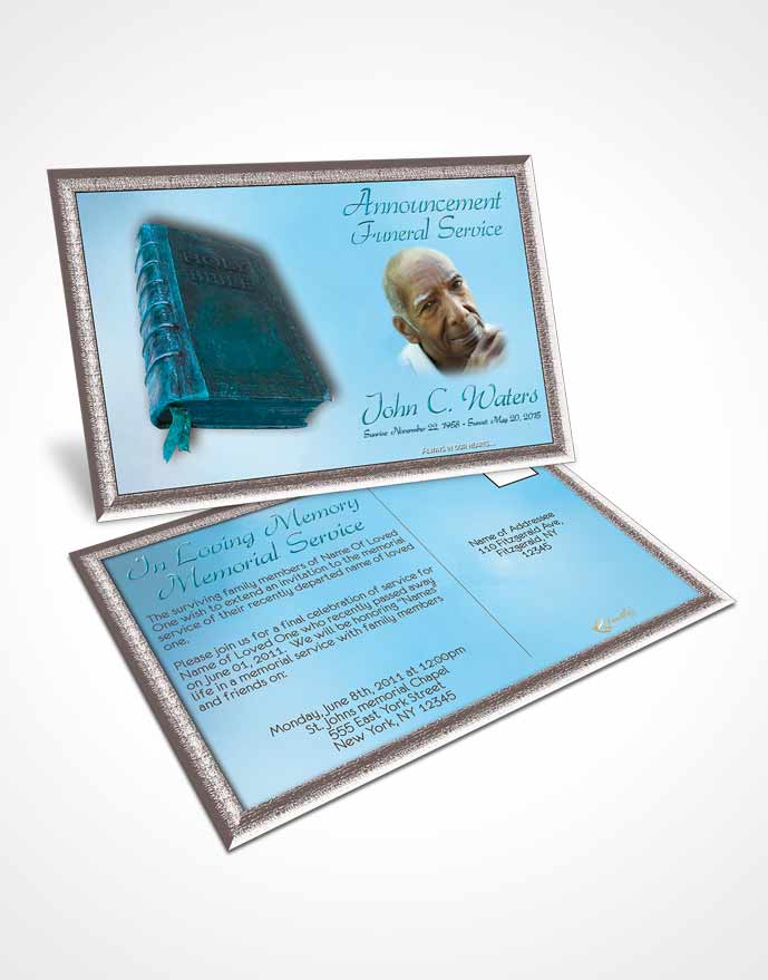 Funeral Announcement Card Template Holy Bible Morning Calm