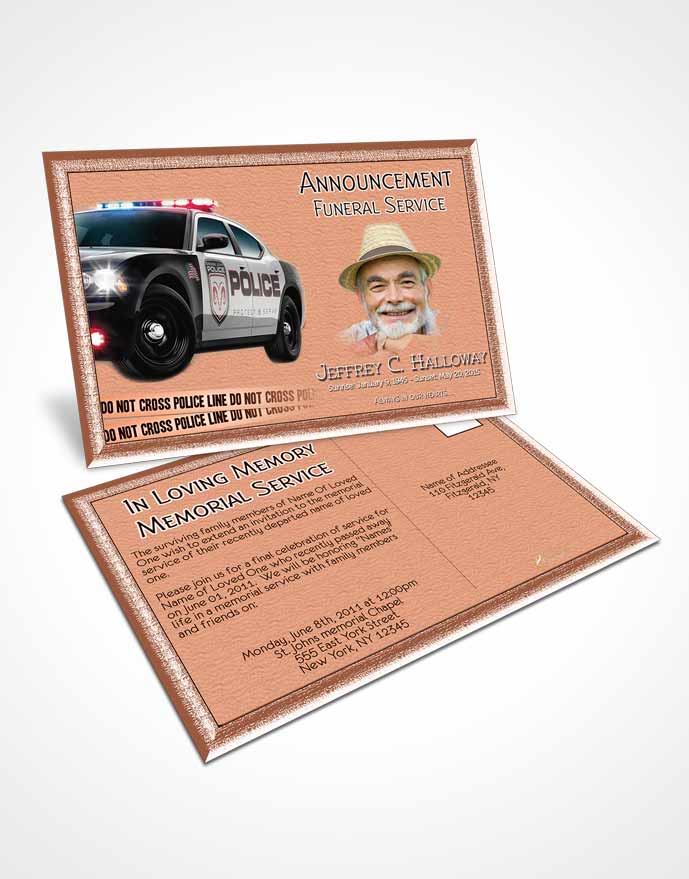 Funeral Announcement Card Template Honest Police On Duty