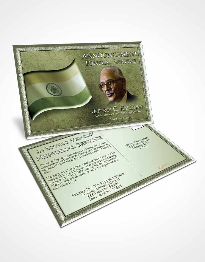 Funeral Announcement Card Template Indian Emerald Love