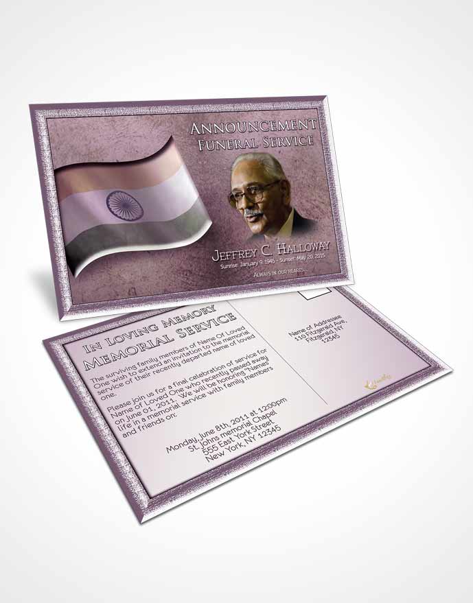 Funeral Announcement Card Template Indian Lavender Love
