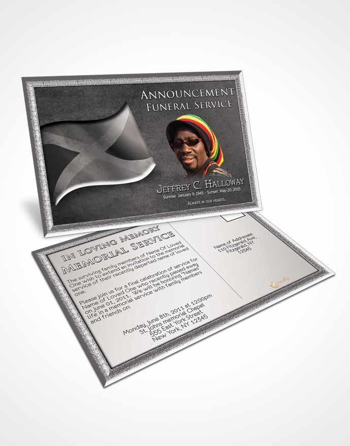 Funeral Announcement Card Template Jamaican Black and White Beauty