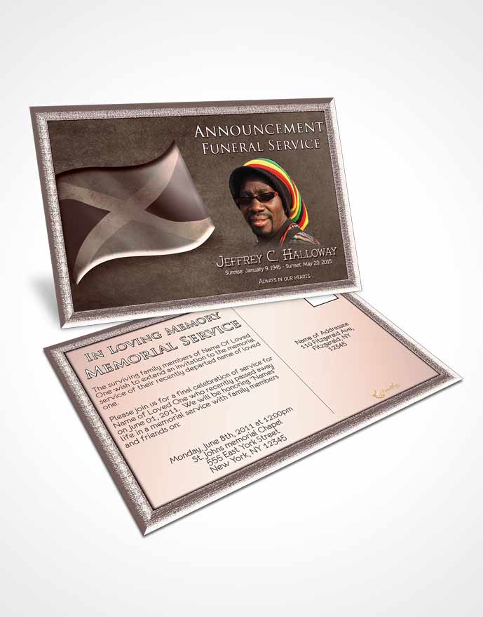 Funeral Announcement Card Template Jamaican Burgundy Beauty