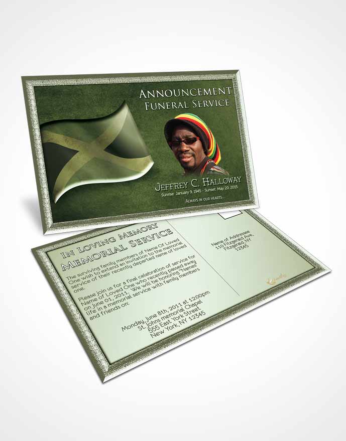 Funeral Announcement Card Template Jamaican Emerald Beauty