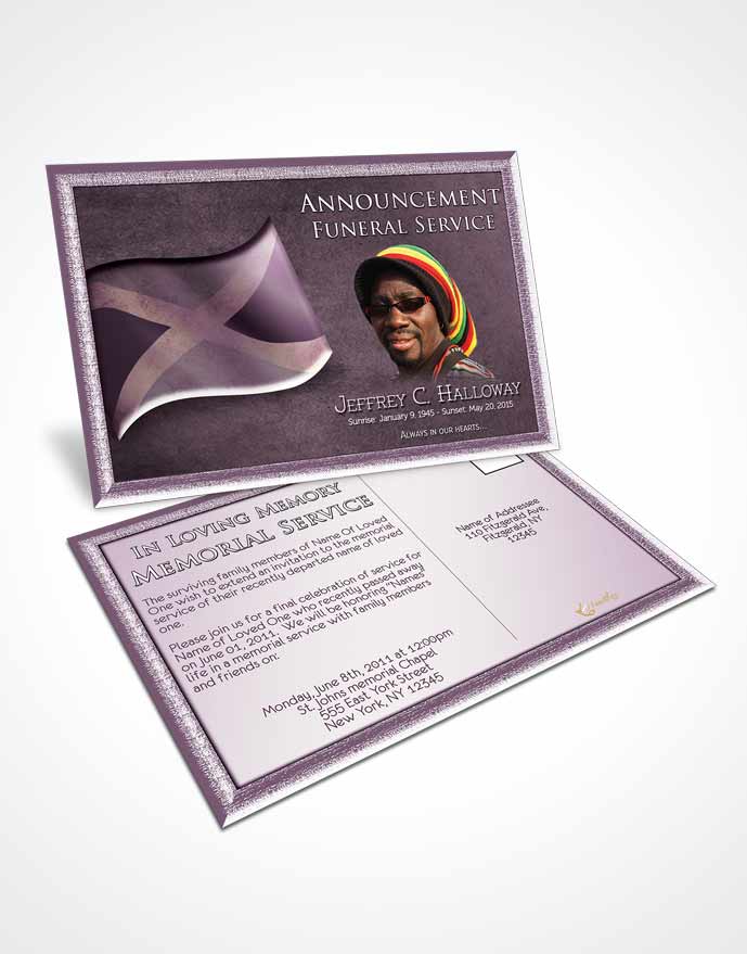Funeral Announcement Card Template Jamaican Lavender Beauty