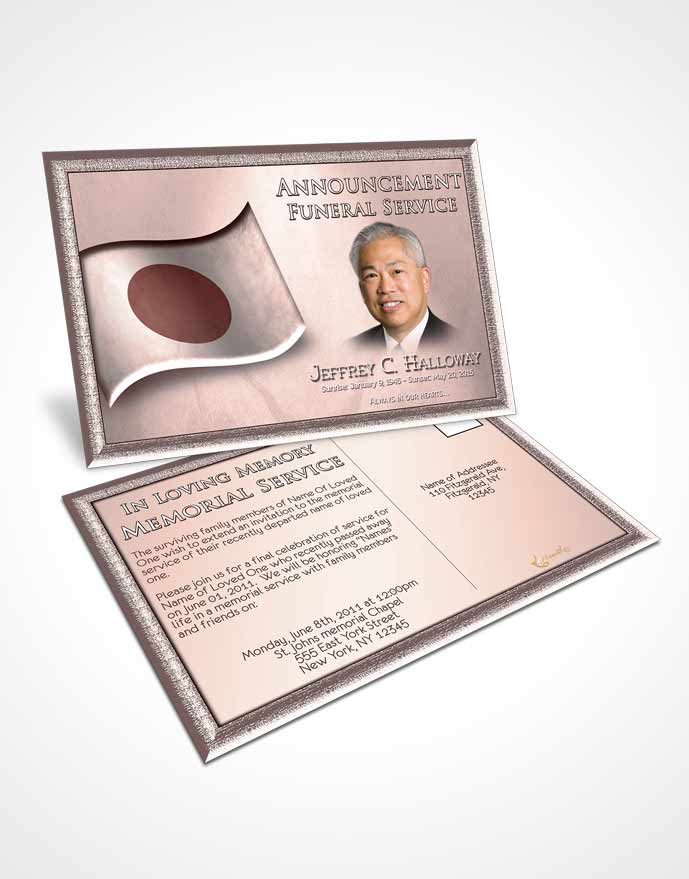 Funeral Announcement Card Template Japanese Burgundy Blossoms