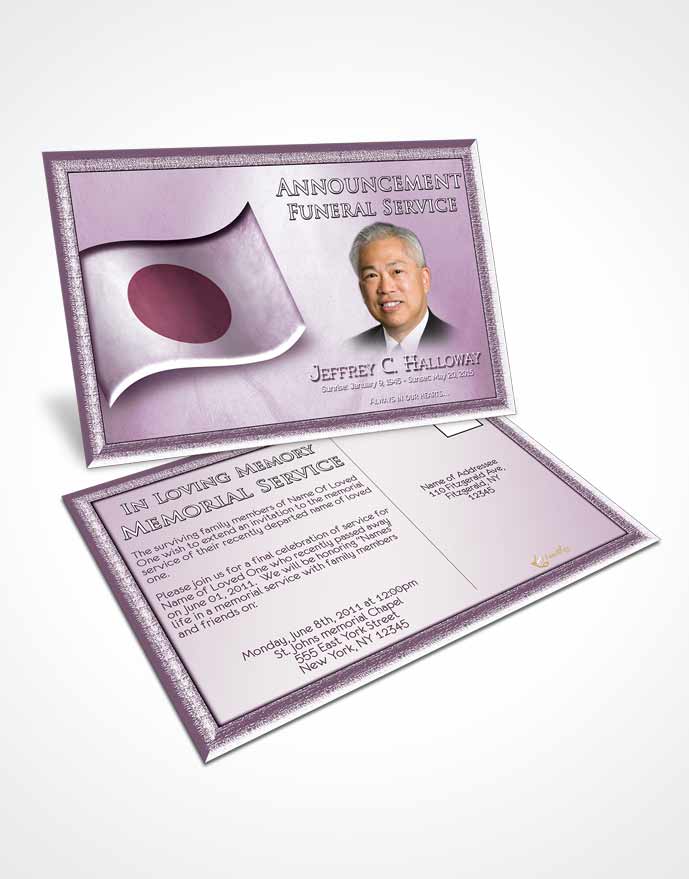 Funeral Announcement Card Template Japanese Lavender Blossoms