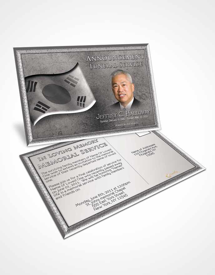 Funeral Announcement Card Template Korean Black and White City