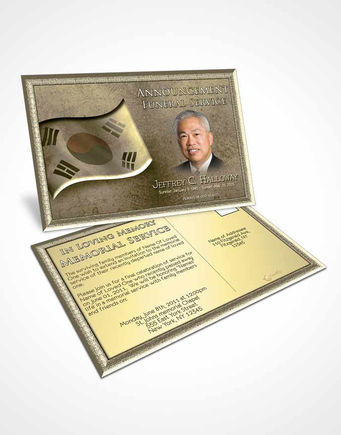 Funeral Announcement Card Template Korean Golden City