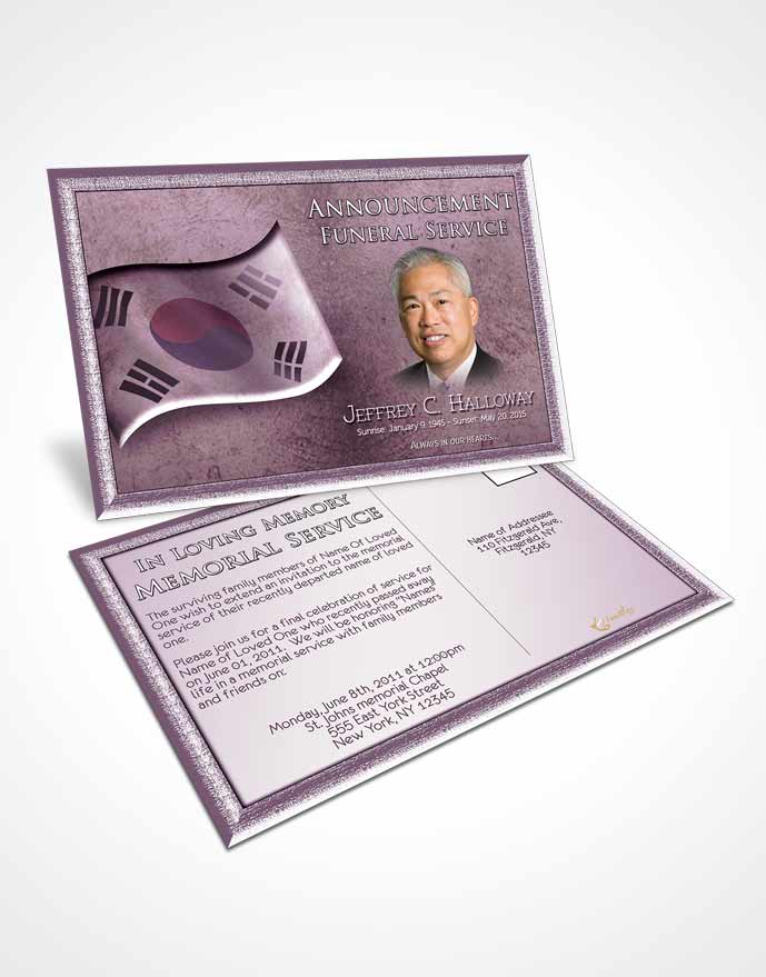 Funeral Announcement Card Template Korean Lavender City