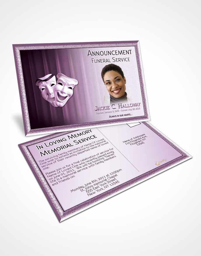 Funeral Announcement Card Template Lavender Actor