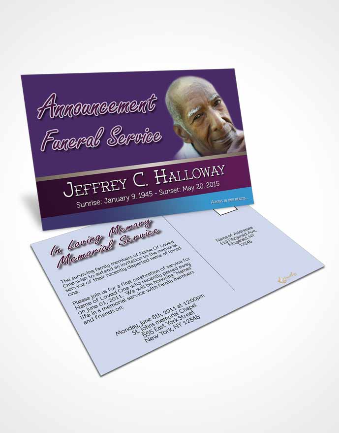 Funeral Prayer Card Template Lavender Beauty Tranquility Light