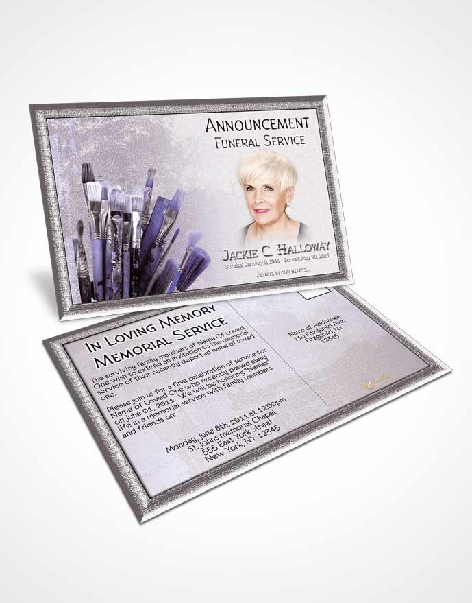 Funeral Announcement Card Template Lavender Bliss Painters Paradise