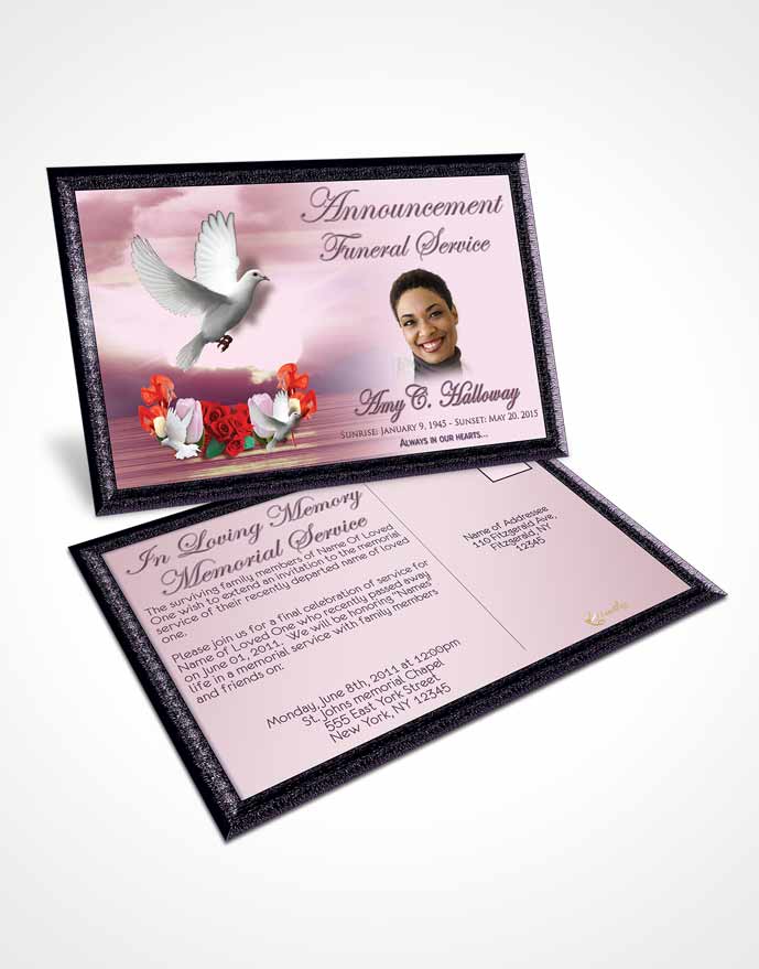 Funeral Prayer Card Template Lavender Delightful Doves