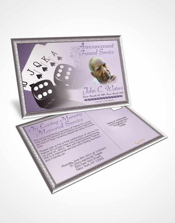 Funeral Announcement Card Template Lavender Double Down