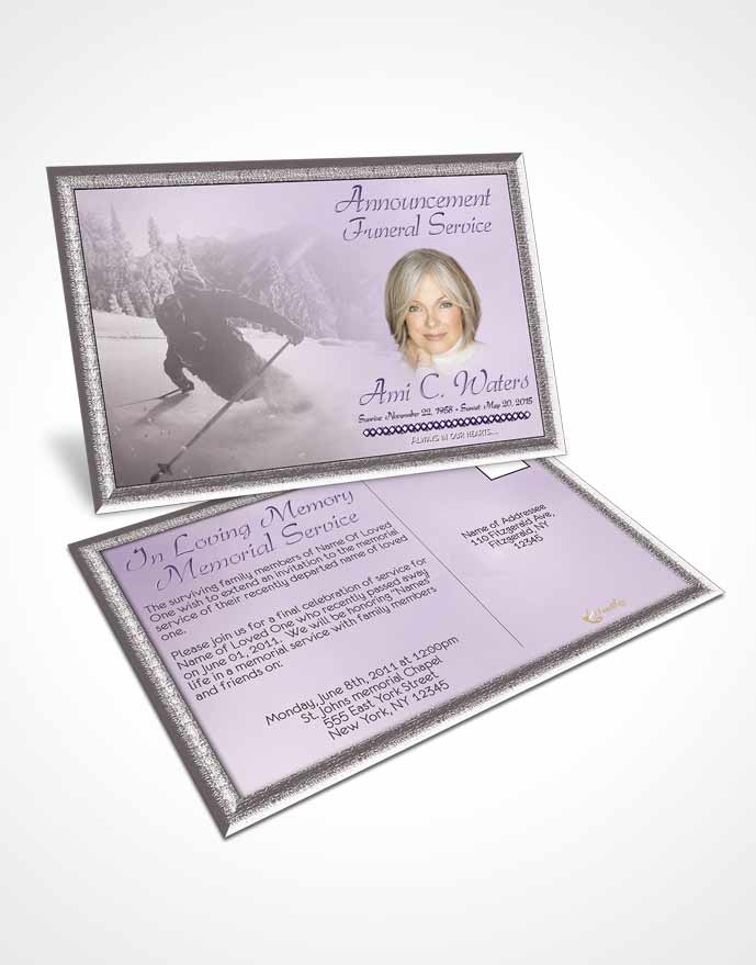 Funeral Announcement Card Template Lavender Downhill Skiing
