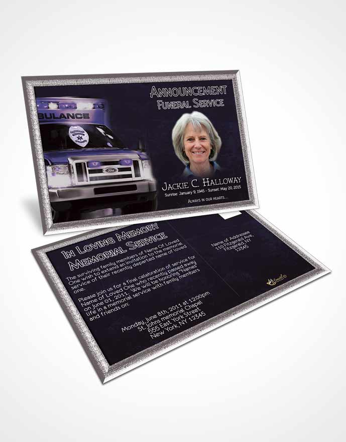 Funeral Announcement Card Template Lavender EMT Savior