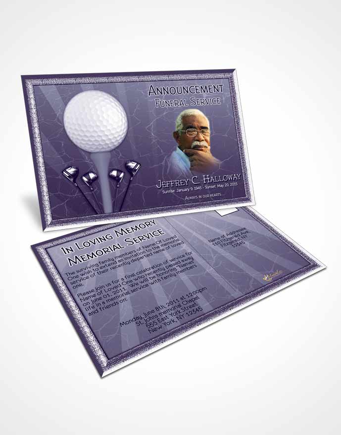Funeral Announcement Card Template Lavender Golf Star