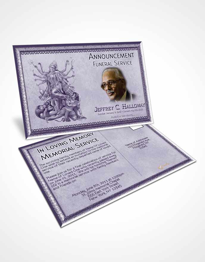 Funeral Announcement Card Template Lavender Hindu Faith