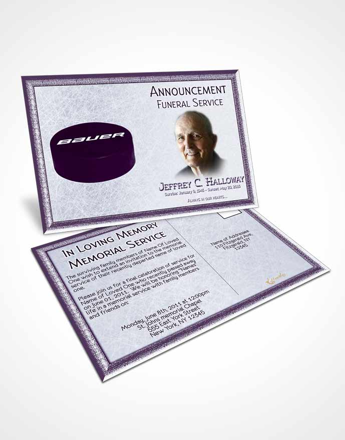 Funeral Announcement Card Template Lavender Hockey Star