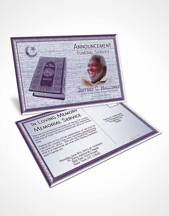Funeral Announcement Card Template Lavender Islamic Blissful Faith