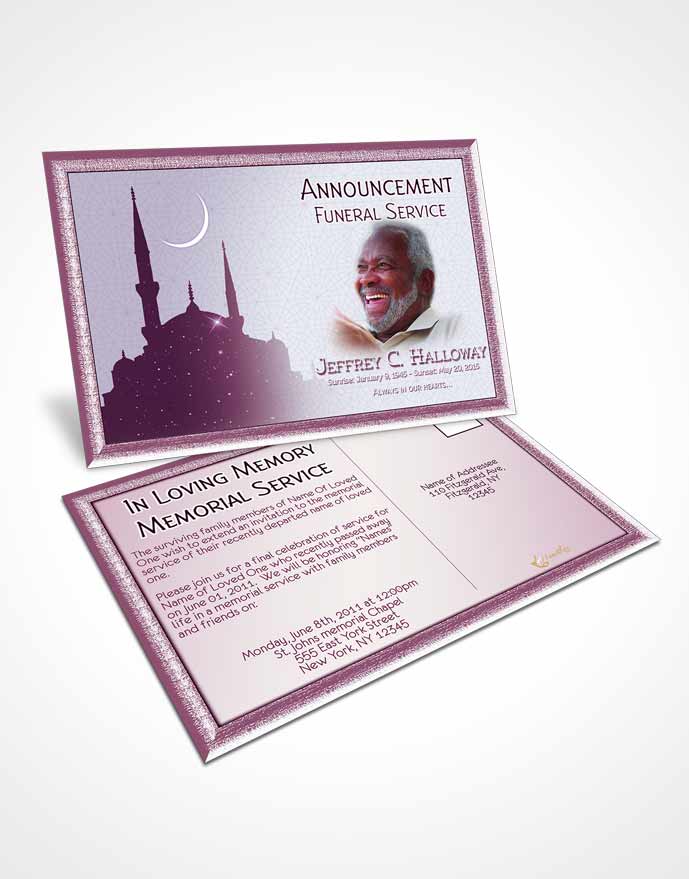 Funeral Announcement Card Template Lavender Islamic Serenity