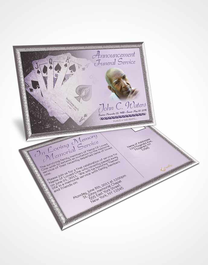 Funeral Announcement Card Template Lavender King of Hands