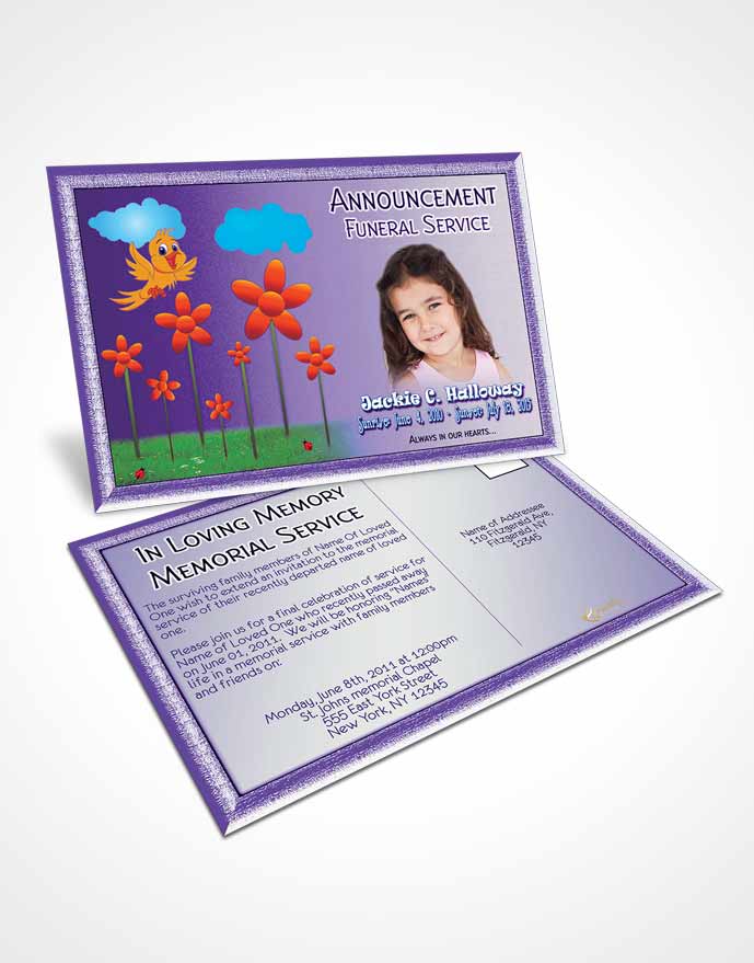 Funeral Announcement Card Template Lavender Kisses Childs Dream