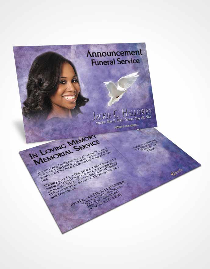 Funeral Announcement Card Template Lavender Kisses Harmonics