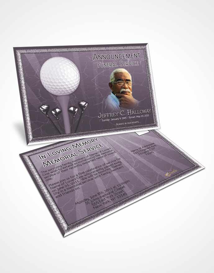 Funeral Announcement Card Template Lavender Lookout Golf Star