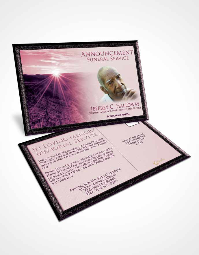 Funeral Announcement Card Template Lavender Love Canyon Escape