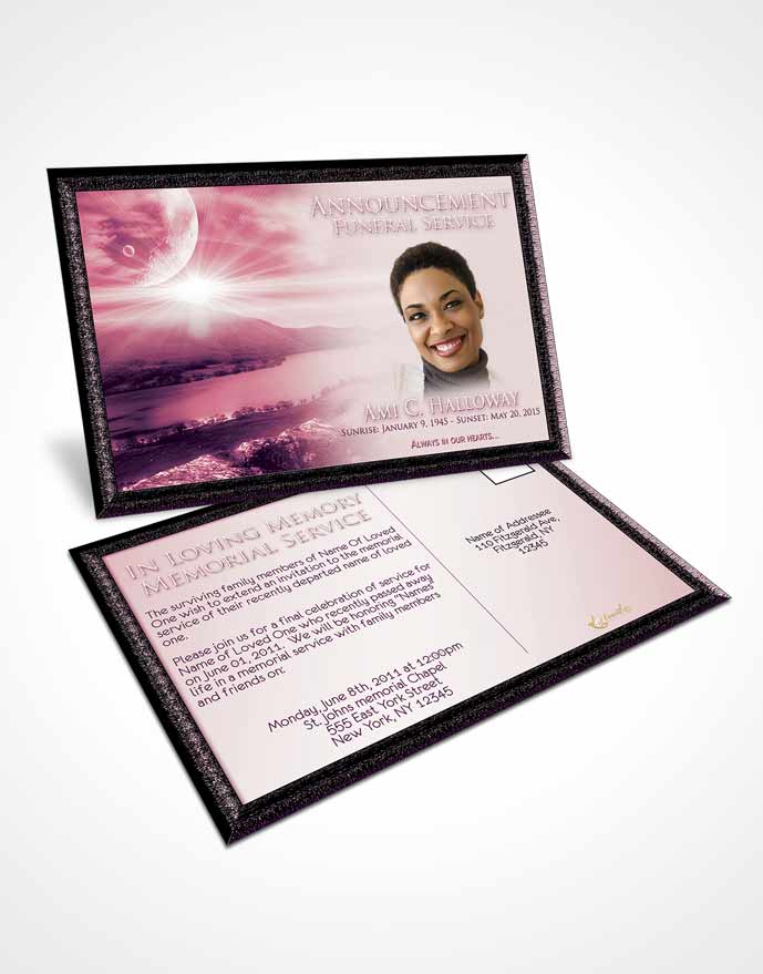 Funeral Announcement Card Template Lavender Love Evening Moon