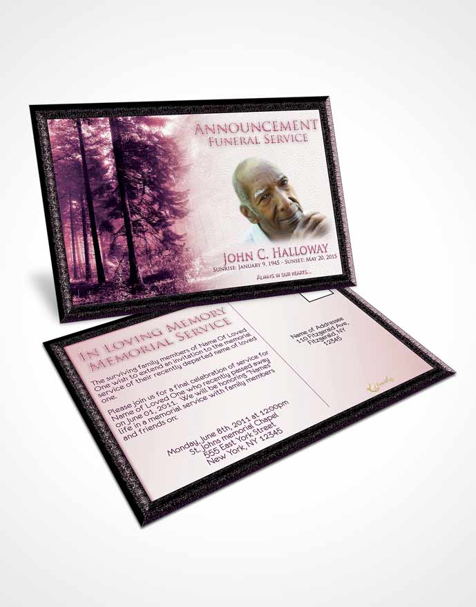 Funeral Announcement Card Template Lavender Love Forest Laughter
